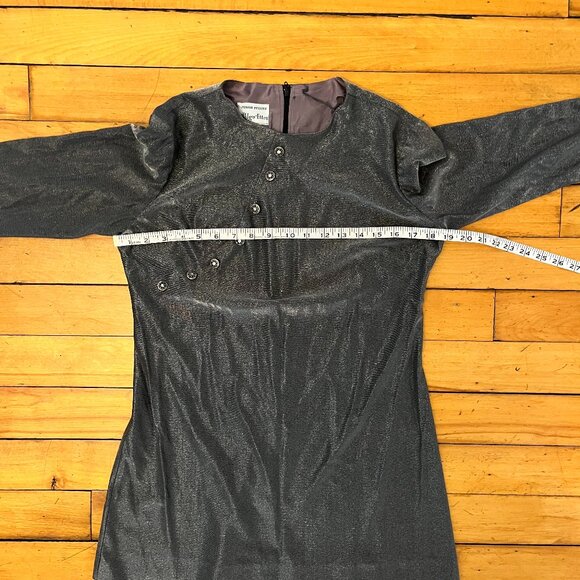 Vintage 70s Silver Metallic Mini Dress, Size Small - Picture 10 of 13
